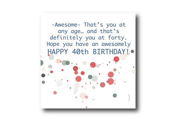Digital 40th Birthday Wishes Greeting Card, Pantone Colors