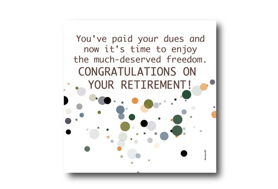 Digital Retirement card wishes, instant download, printable at home, ready to post, Pantone Colors