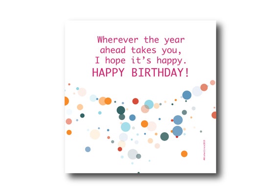 Digital Birthday card wishes, instant download, printable at home, Pantone Colors