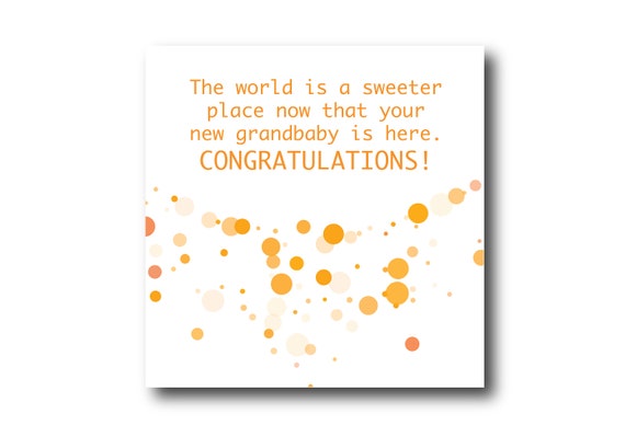 Digital New Grandma Wishes, Baby boy or girl card wishes, instant download, printable at home, Pantone Colors