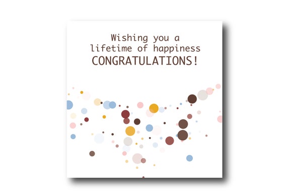 Digital Wedding Congratulation Greeting card wishes, instant download, ready to post, Pantone Colors