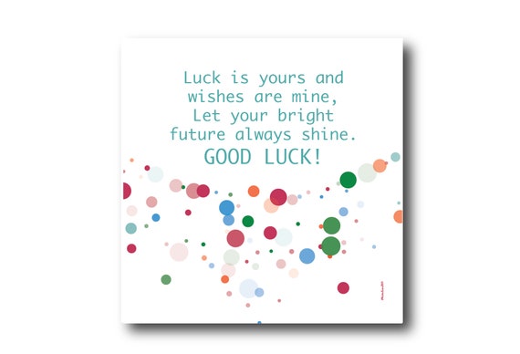 Digital Good Luck card wishes, instant download, printable at home, ready to post, Pantone Colors