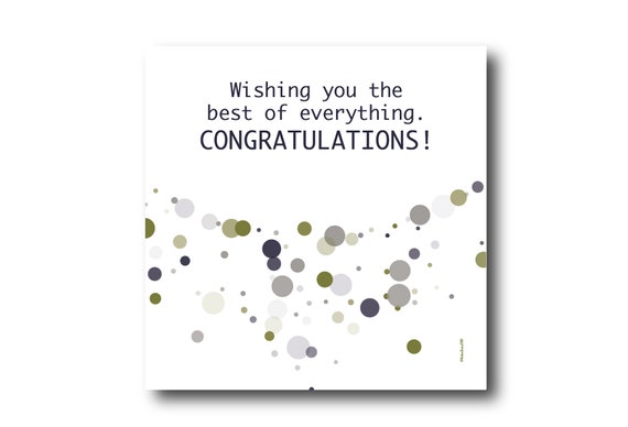 Digital Congratulations card wishes, instant download, printable at home, Pantone Colors