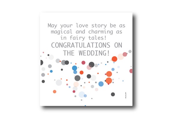 Digital Wedding Congratulation Greeting card wishes, instant download, printable at home, ready to post, Pantone Colors