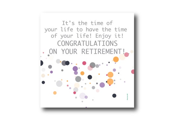 Digital Retirement card wishes, instant download, printable at home, ready to post, Pantone Colors