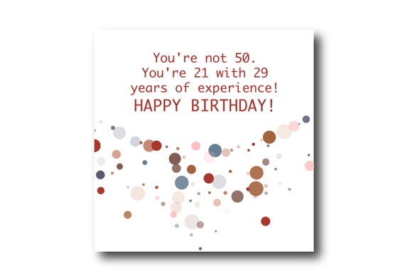 Funny 50th Birthday Digital Wishes greeting card, Pantone Colors