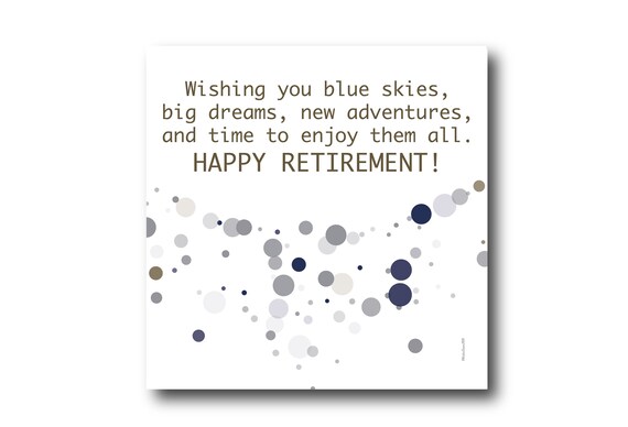 Digital Retirement card wishes, instant download, printable at home, ready to post, Pantone Colors