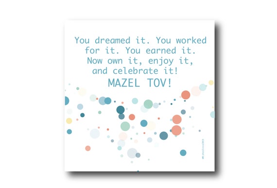 Digital Mazel Tov card wishes, instant download, printable at home, ready to post, Pantone Colors