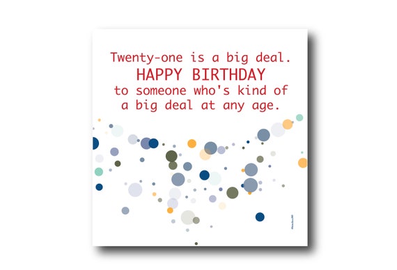 Digital 21st Birthday Wishes Greeting Card, Pantone Colors