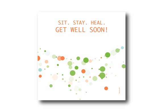 Digital Get Well Soon card wishes, instant download, printable at home, ready to post, Pantone Colors