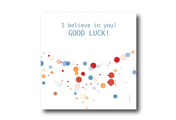 Digital Good Luck card wishes, instant download, printable at home, ready to post, Pantone Colors