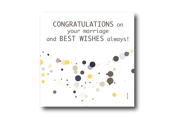 Digital Wedding Congratulation Greeting card wishes, instant download, printable at home, ready to post, Pantone Colors