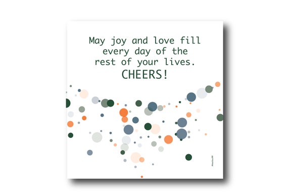 Digital Wedding Congratulation Greeting card wishes, instant download, printable at home, ready to post, Pantone Colors, Pantone Colors