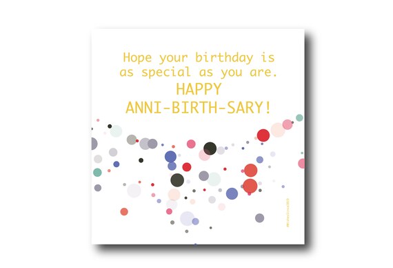 Digital Birthday card wishes, instant download, printable at home, Pantone Colors