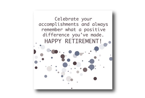 Digital Retirement card wishes, instant download, printable at home, ready to post, Pantone Colors
