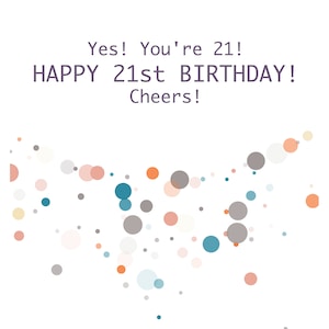 Digital 21st Birthday Wishes Greeting Card, Pantone Colors image 3