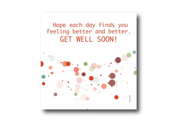 Digital Get Well Soon card wishes, instant download, printable at home, ready to post, Pantone Colors