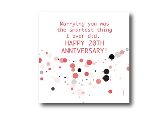 Digital 20th Wedding Anniversary Card wishes, Pantone Colors