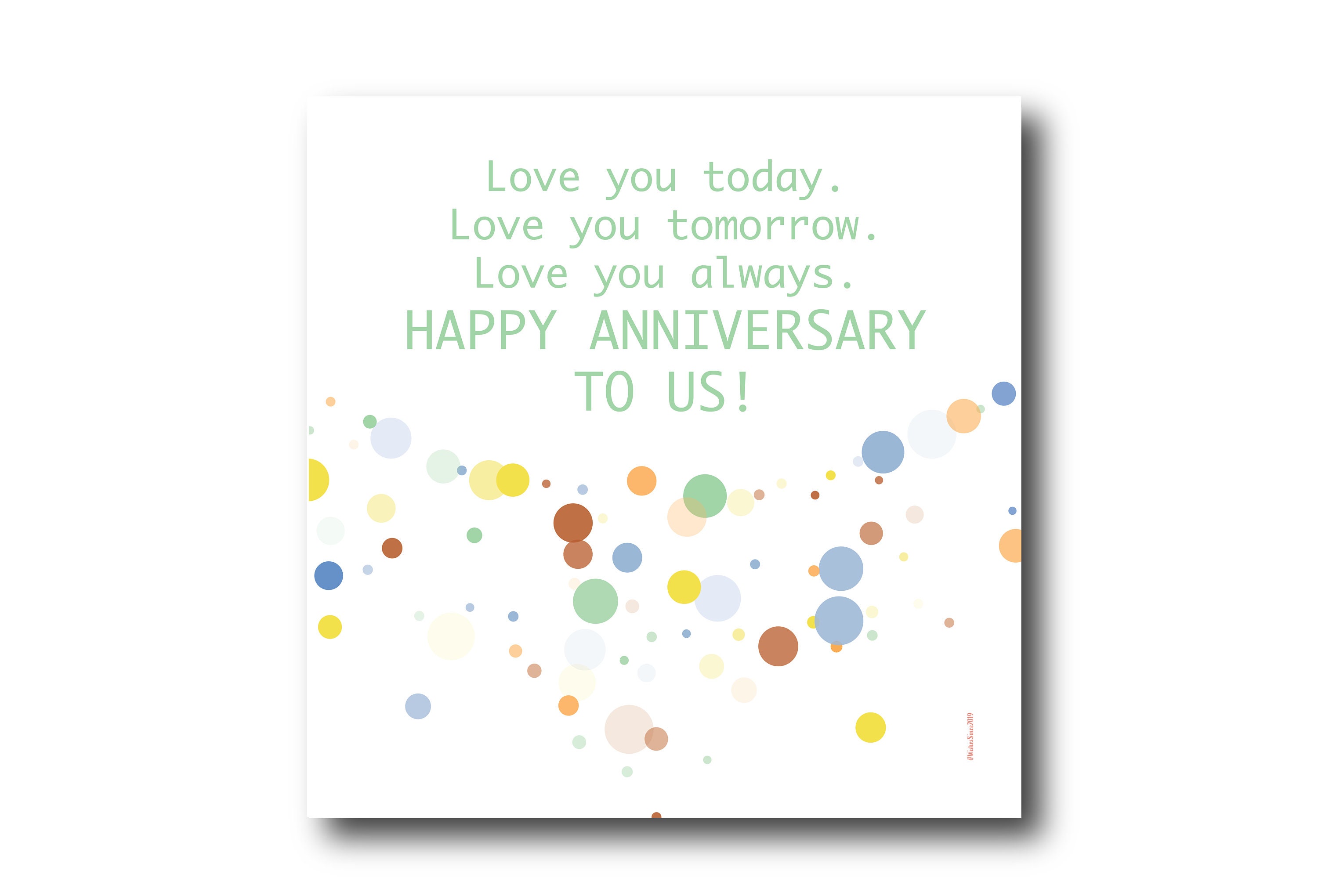 digital wedding anniversary card wishes, instant download