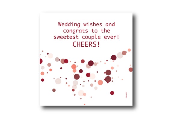 Digital Wedding Congratulation Greeting card wishes, instant download, printable at home, ready to post, Pantone Colors
