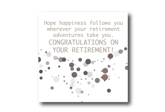 Digital Retirement card wishes, instant download, printable at home, ready to post, Pantone Colors
