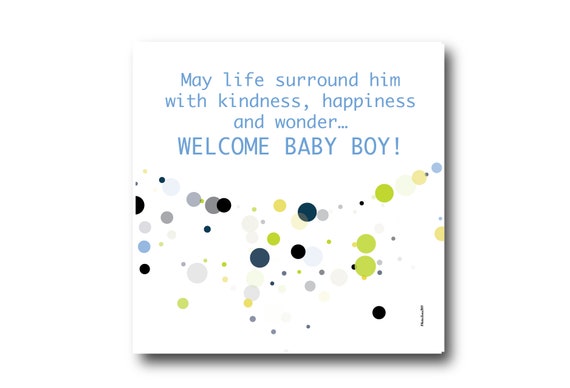 Digital Welcome Baby boy or girl card wishes, instant download, Pantone Colors