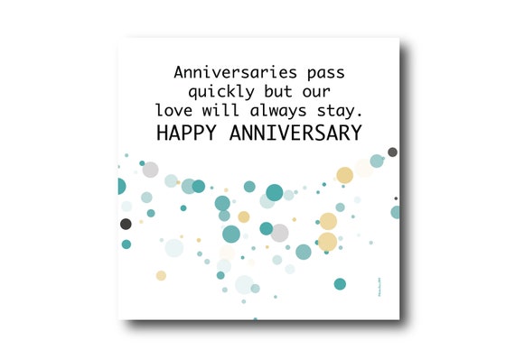 Digital Wedding Anniversary card wishes, instant download, printable at home, Pantone Colors