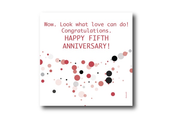 Digital Fifth Wedding Anniversary Card wishes, Pantone Colors