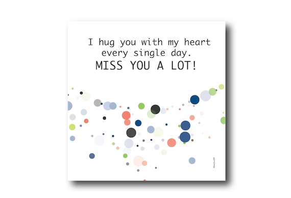 Digital missing you card wishes, instant download, printable at home, ready to post, Pantone Colors