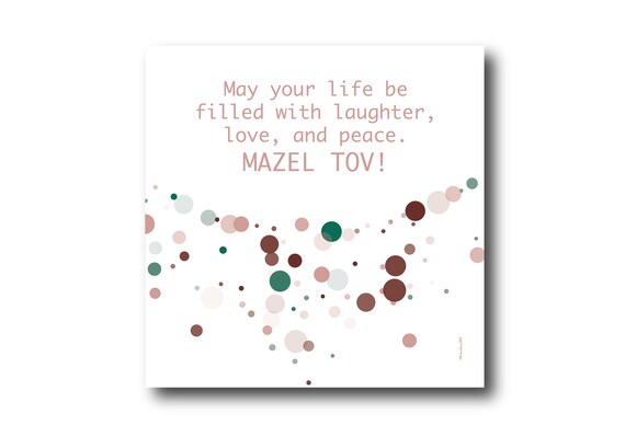 Digital Mazel Tov card wishes, instant download, printable at home, ready to post, Pantone Colors