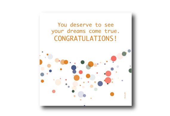 Digital Congratulations card wishes, instant download, printable at home, Pantone Colors