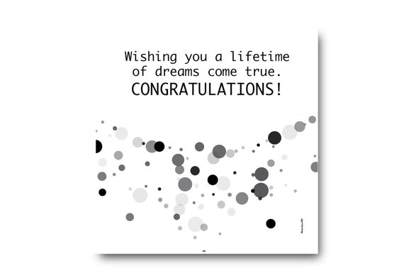 Digital Wedding Congratulation Greeting card wishes, instant download, printable at home, ready to post, Pantone Colors