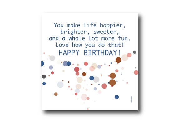 Digital Birthday card wishes, instant download, printable at home, Pantone Colors