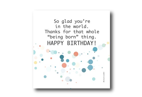 Digital Birthday card wishes, instant download, printable at home, Pantone Colors