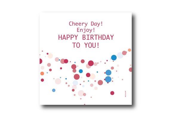 Digital Birthday card wishes, instant download, printable at home, Pantone Colors