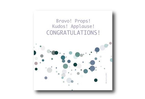 Digital Congratulations card wishes, instant download, printable at home, Pantone Colors
