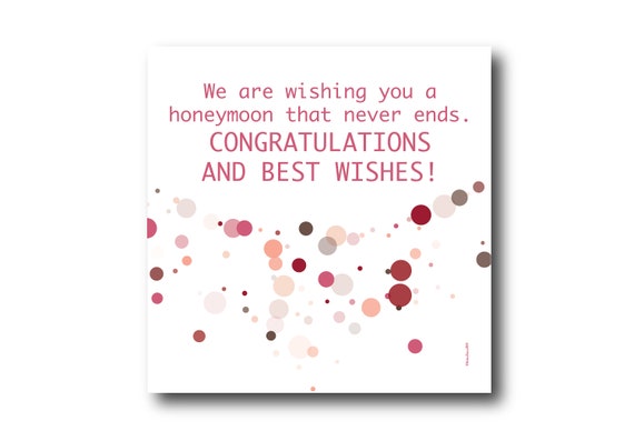 Digital Wedding Congratulation Greeting card wishes, instant download, printable at home, ready to post, Pantone Colors