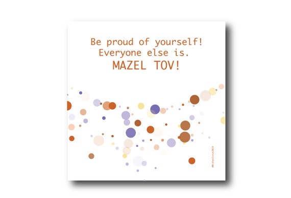 Digital Mazel Tov card wishes, instant download, printable at home, ready to post, Pantone Colors