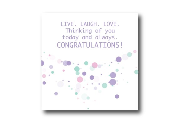 Digital Congratulations card wishes, instant download, printable at home, Pantone Colors