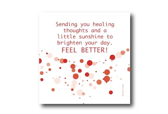 Digital Get Well Soon card wishes, instant download, printable at home, ready to post, Pantone Colors