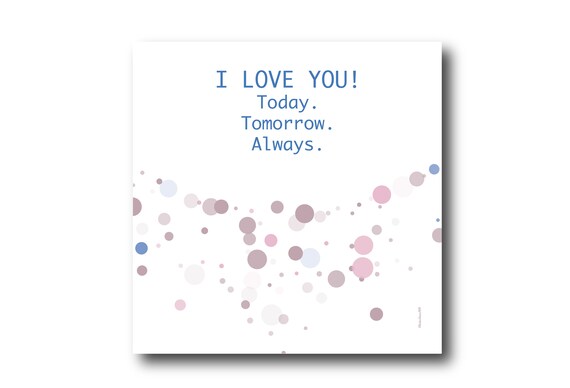 Digital Love card wishes, instant download, printable at home, ready to post, Pantone Colors