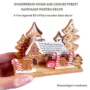 Gingerbread house and cookies wooden home decor, handmade pop-up wooden decor, seasonal Christmas decor