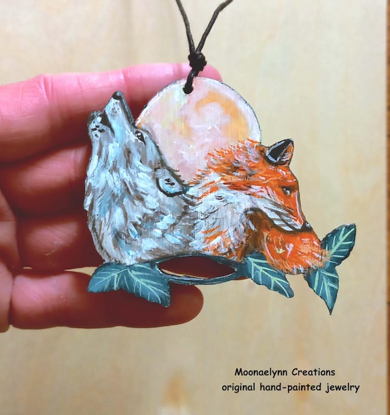 Wolf Necklace Wooden Necklace Wolf Necklace Wooden Pendant Celtic