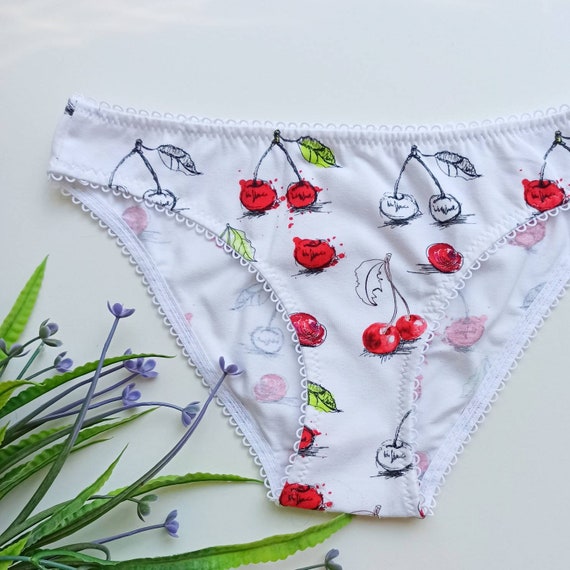 Cherry Panties, Cotton Fabric Panties, Mesh Pants, Cherry Print Lingerie,  Mesh With Cotton, Tender and Sexy, Hipster Pants -  Canada