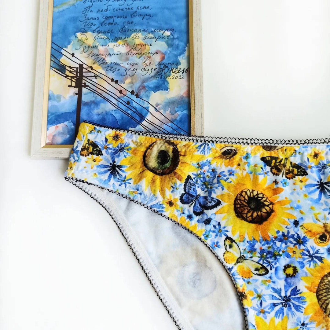 Sunflower Print Stripy Girl Panties Sunflower Butterfly With Etsy