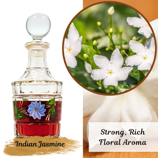 Indiase jasmijn (Juhi) Attar premium kwaliteit parfumoliemengsel in sandelhout voor ontspanning en massage Unisex zoet bloemig Veganistisch vriendelijk