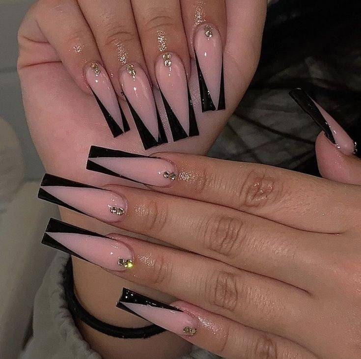 coffin black nail designs