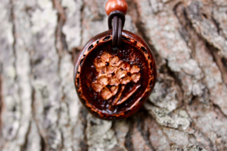 Flower Pendant Necklace Hand Carved Wooden Cherry Blossoms Necklace Boho Jewelry Hand Crafted Wooden Pendant