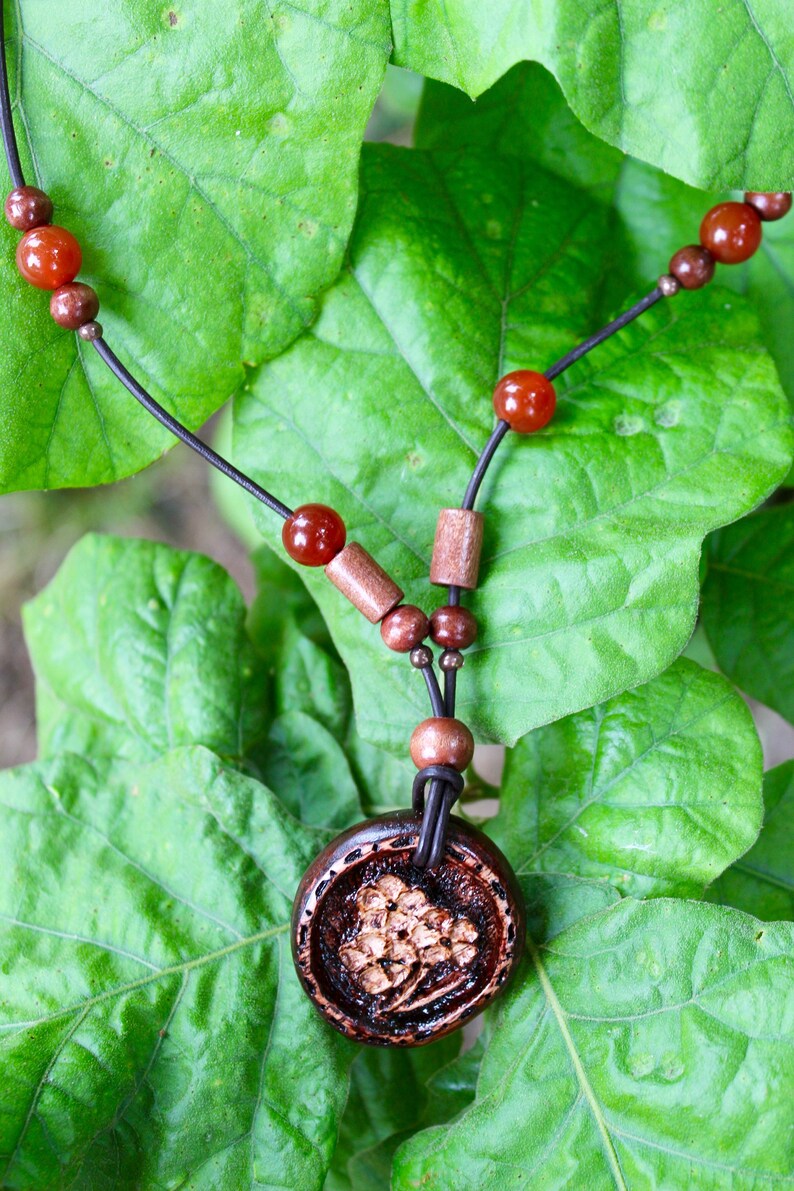 Flower Pendant Necklace Hand Carved Wooden Cherry Blossoms Necklace Boho Jewelry Hand Crafted Wooden Pendant