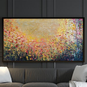 Original Modern Colorful Flower Field Landscape Painting on Canvas Original Flower Paintings Abstract Textured Abstract Textured Wall Art